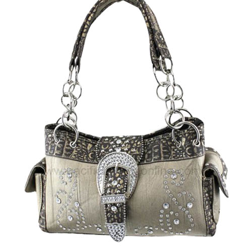 BEG8085PT Rhinestone Buckle Pewter Bag (Concealed)